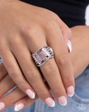 Paparazzi Confident Crisscross- Pink Ring