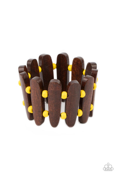 Paparazzi Coronado Cabana - Yellow Wooden Bracelet