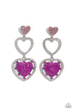 Paparazzi Couples Celebration - Pink Heart Earrings