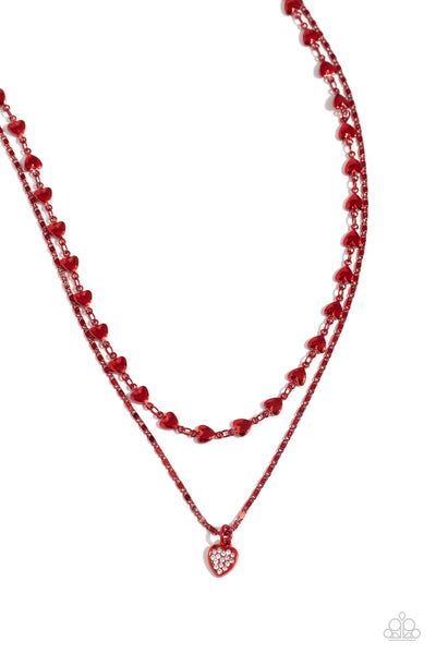 Paparazzi Cupid Combo - Red Heart Necklace