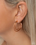Paparazzi Curly Charisma- Copper Hoops Earrings