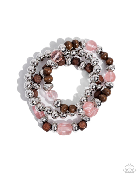 Paparazzi DIVERSIFIED Wood - Pink Bracelet