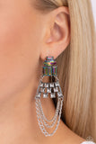 Paparazzi Dangling Art Deco - Multi oilSpill Earrings