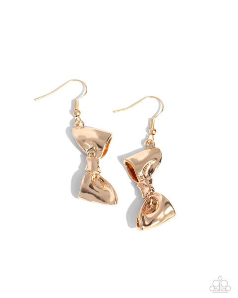 Paparazzi Dapper Dalliance - Gold Bow Earrings