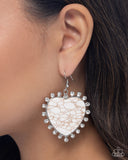 Paparazzi Dazzling Damsel- White Heart Earrings