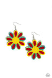 Paparazzi Decorated Daisies - Red Seed Beads Earrings