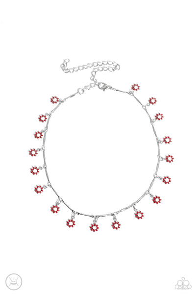 Paparazzi Delicate Display - Red Floral Necklace