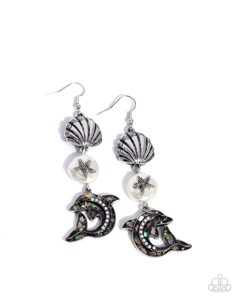 Paparazzi Delightful Dolphin- White Earrings
