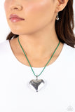 Paparazzi Devoted Daze - Green Heart Necklace