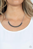 PAPARAZZI Dicey Demure - Silver Smoky Hematite Necklace