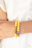 Paparazzi Dip and Dive - Yellow Matte-Finished Daffodil Beads Bracelet