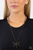 Paparazzi Dragonfly Dance - Brass Necklace