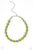 Paparazzi Dreamy Duchess - Green Pearls Chocker Necklace