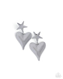 Paparazzi Dynamic Disposition- Silver Heart Earrings