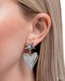 Paparazzi Dynamic Disposition- Silver Heart Earrings