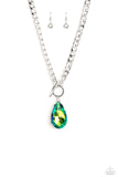 Paparazzi Edgy Exaggeration - Green UV Shimmer Necklace