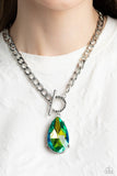Paparazzi Edgy Exaggeration - Green UV Shimmer Necklace