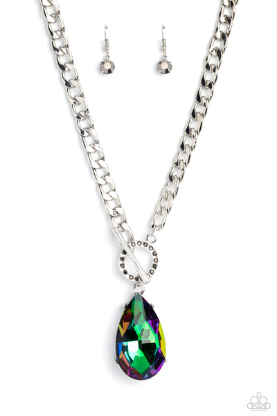 Paparazzi Edgy Exaggeration - Multi Oversized Teardrop Necklace