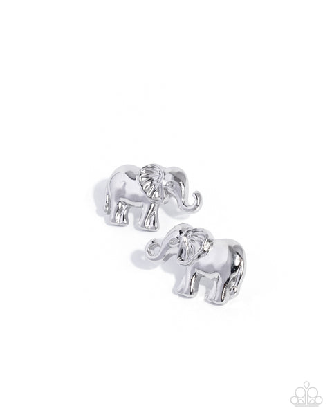 Paparazzi Elephant Eloquence- Silver Earrings