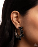 Paparazzi Elite Expense - Black Hoops Earrings