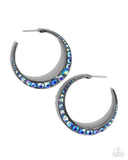 Paparazzi Embedded Edge - Blue Hoops Earrings