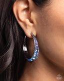Paparazzi Embedded Edge - Blue Hoops Earrings