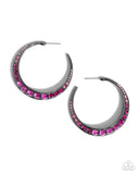 Paparazzi Embedded Edge - Pink Hoops Earrings