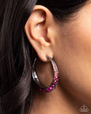 Paparazzi Embedded Edge - Pink Hoops Earrings