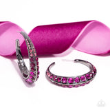 Paparazzi Embedded Edge - Pink Hoops Earrings