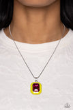 Paparazzi Emerald Energy - Multi Fuchsia Emerald-Cut Gem Necklace