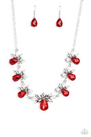 Paparazzi Explosive Effulgence - Red Teardrops Necklace