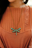 Paparazzi CONVETION EXCLUSIVE FLYING Low - Brass Turquoise Dragonfly Necklace