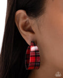 Paparazzi Fabulous Flannel- Red Earrings