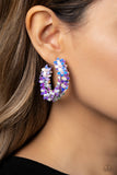 Paparazzi Fairy Fantasia - Purple Floral Hoops Earrings