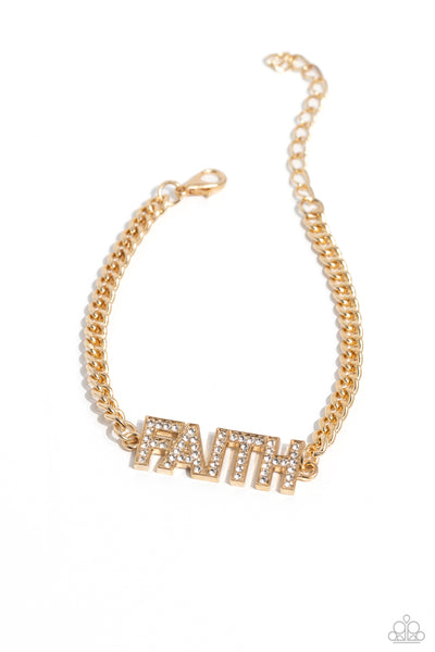 Paparazzi Faithful Finish - Gold Faith Bracelet