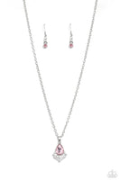 Paparazzi Fancy Fringe - Pink Teardrop Gem Necklace