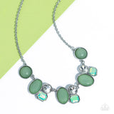 Paparazzi Fantasy World - Green Emeral Cut Iridescent Necklace