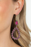 Paparazzi Farmhouse Fashion Show - Pink Fuchsia Fedora Earrings