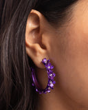 Paparazzi Fashionable Flower Crown - Purple Hoops Earrings