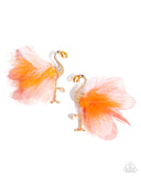 Paparazzi Feathered Flamingo- Orange Earrings