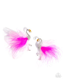 Paparazzi Feathered Flamingo- Pink Earrings