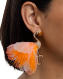 Paparazzi Feathered Flamingo- Orange Earrings