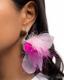 Paparazzi Feathered Flamingo- Pink Earrings