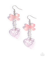 Paparazzi Feminine Freefall - Pink Heart Earrings