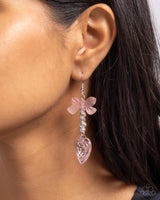 Paparazzi Feminine Freefall - Pink Heart Earrings