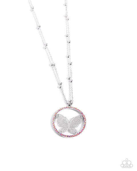 Paparazzi Festive Flight - Pink Heart Necklace