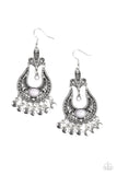 Paparazzi Fiesta Flair - Silver Gary Beads Vine-like filigree Earrings