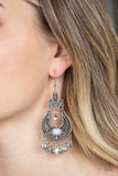 Paparazzi Fiesta Flair - Silver Gary Beads Vine-like filigree Earrings