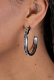 Paparazzi Flash Freeze - Black Gunmetal Hoop Earrings