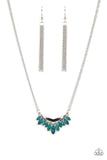 Paparazzi Flash of Fringe - Green Marquise-Cut Gem Necklace